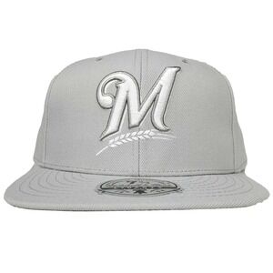 Milwaukee Brewers Mitchell‎ & Ness MLB Fitted 7 3/4 Liberty Fit Hat Cap Gray NWT